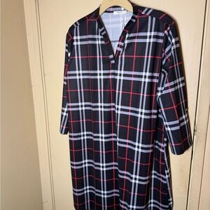 Plus Sz x1 Black and Red Plaid Shirt dress NWT Haute Edition